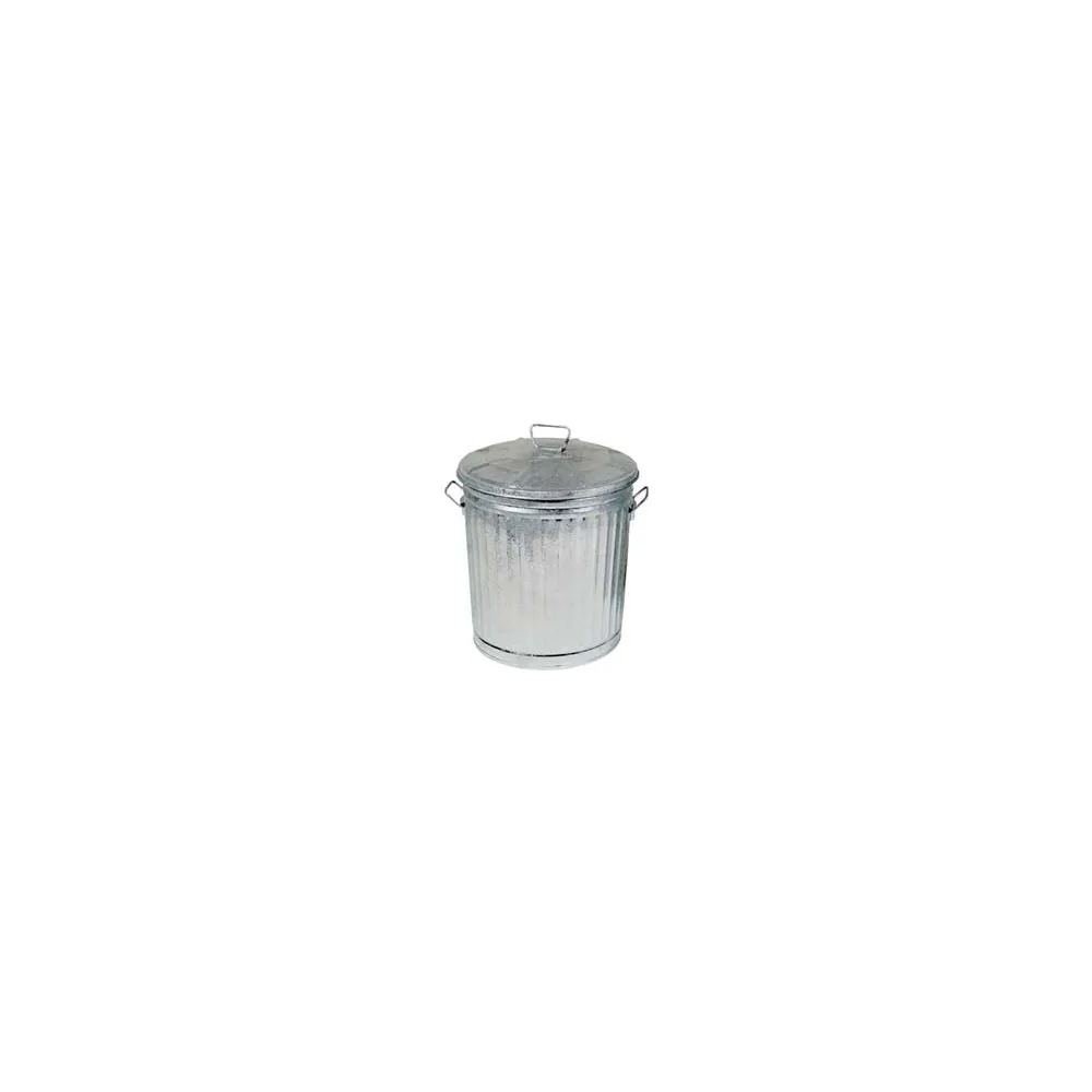 BIDONE IN LAMIERA ZINCATA CON COPERCHIO