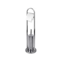 PORTASCOPINO WC CON PORTA ROTOLO IN ACCIAIO INOX
