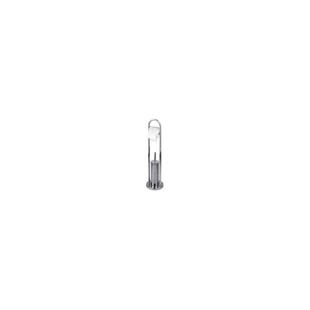 PORTASCOPINO WC CON PORTA ROTOLO IN ACCIAIO INOX