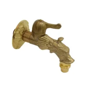 RUBINETTO ARTISTICO IN OTTONE A LEVA ORO ANTICATO