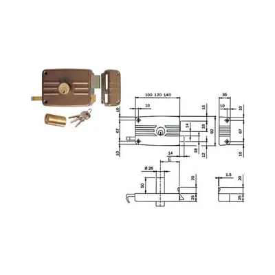 SERRATURA APPLICARE PORTE IN LEGNO DOPPIO CILINDRO FISSO 431/432