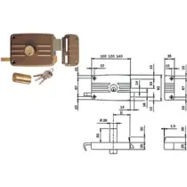 SERRATURA APPLICARE PORTE IN LEGNO DOPPIO CILINDRO FISSO 431/432