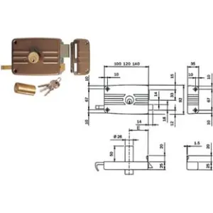 SERRATURA APPLICARE PORTE IN LEGNO DOPPIO CILINDRO FISSO 431/432