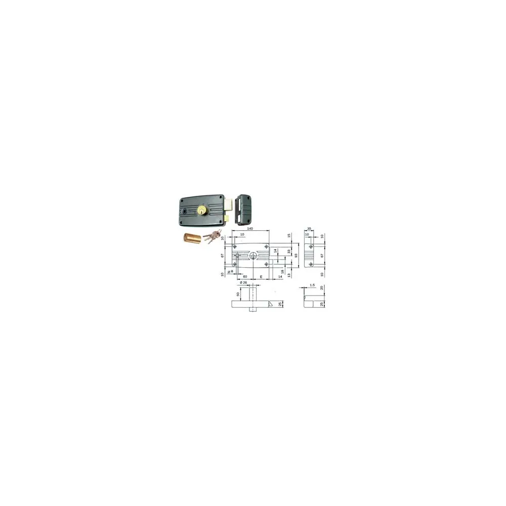 SERRATURA APPLICARE PORTE FERRO QUADRO CIL.FISSO S/ALETTA 485/486