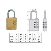 LUCCHETTO AD ARCO A COMBINAZIONE PL020