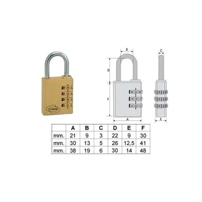 LUCCHETTO AD ARCO A COMBINAZIONE PL020