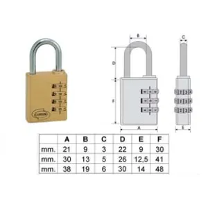 LUCCHETTO AD ARCO A COMBINAZIONE PL020