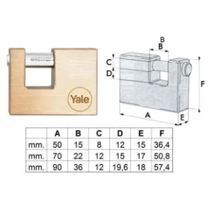 LUCCHETTO RETTANGOLARE IN OTTONE YPL311