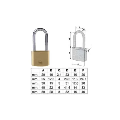 LUCCHETTO OTTONE ARCO LUNGO PRIUM YPL112
