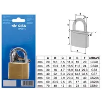 LUCCHETTO LOGO OTTONE ARCO NORMALE IN BLISTER 21090