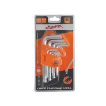 CHIAVI MASCHIO ESAGONALI BALL POINT TIPO CORTO CROMO VANADIO SR. 9 PZ.