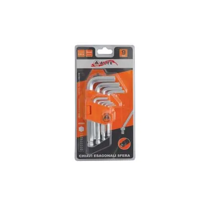 CHIAVI MASCHIO ESAGONALI BALL POINT TIPO CORTO CROMO VANADIO SR. 9 PZ.