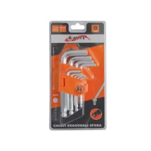 CHIAVI MASCHIO ESAGONALI BALL POINT TIPO CORTO CROMO VANADIO SR. 9 PZ.