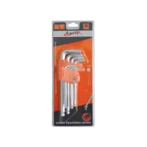 CHIAVI MASCHIO ESAGONALI BALL POINT TIPO MEDIO CROMO VANADIO SR. 9 PZ.