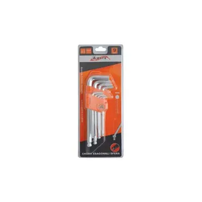 CHIAVI MASCHIO ESAGONALI BALL POINT TIPO MEDIO CROMO VANADIO SR. 9 PZ.