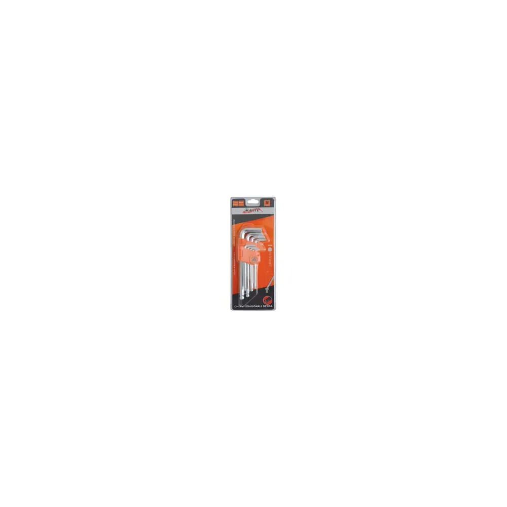 CHIAVI MASCHIO ESAGONALI BALL POINT TIPO MEDIO CROMO VANADIO SR. 9 PZ.