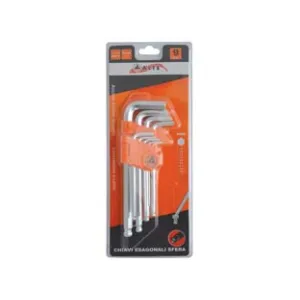CHIAVI MASCHIO ESAGONALI BALL POINT TIPO MEDIO CROMO VANADIO SR. 9 PZ.