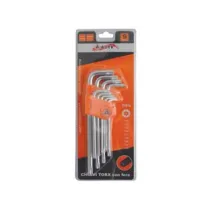CHIAVI MASCHIO TORX CON FORO TIPO MEDIO CROMO VANADIO IN SERIE 9 PEZZI