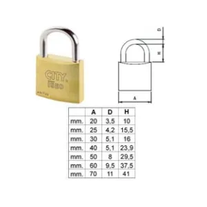 LUCCHETTO OTTONE ARCO NORMALE "ADITUS CITY" P700