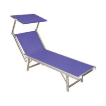 LETTINO ALLUMINIO PIEGH. PESANTE CON PARASOLE TESSUTO TEXILENE BLU