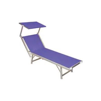 LETTINO ALLUMINIO PIEGH. PESANTE CON PARASOLE TESSUTO TEXILENE BLU