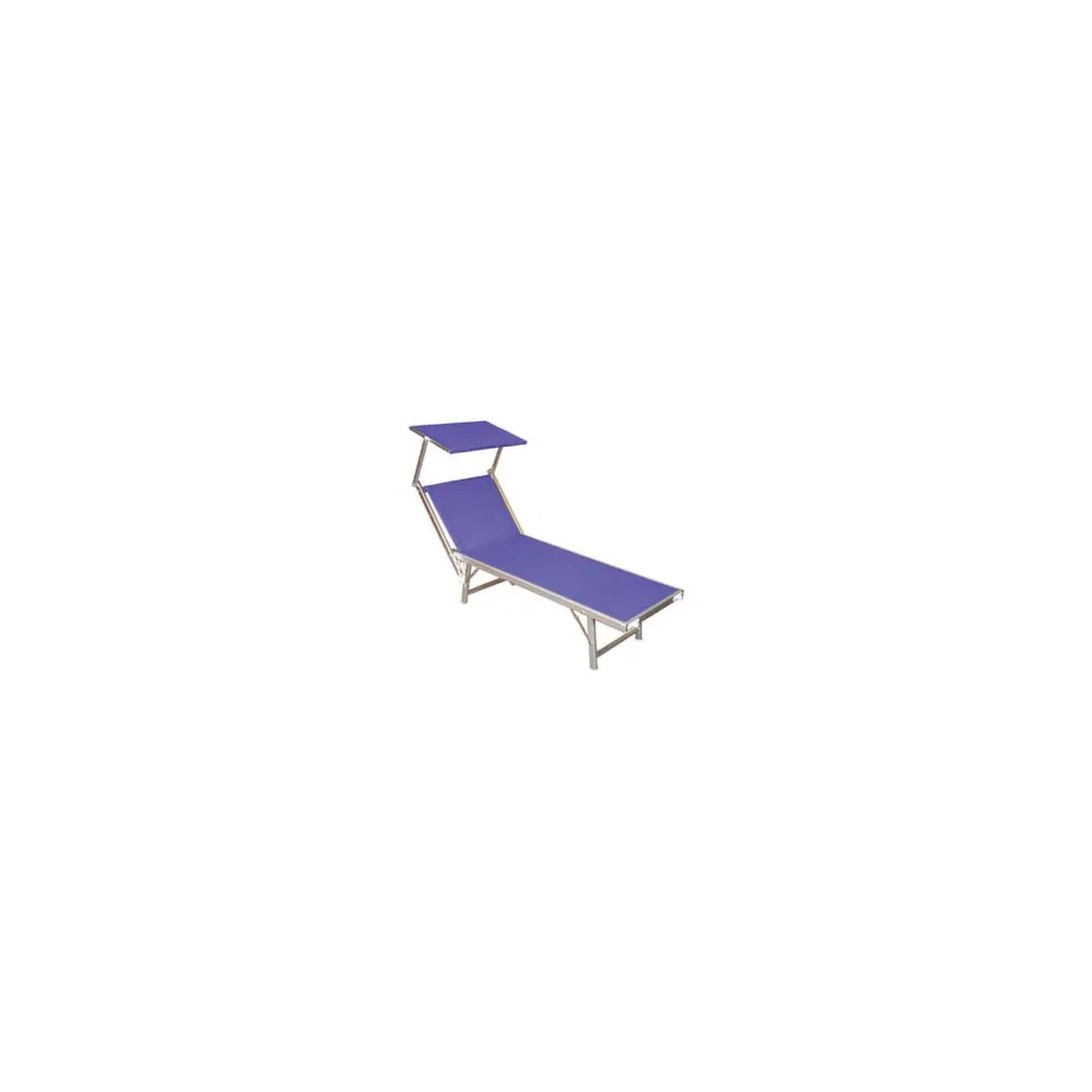 LETTINO ALLUMINIO PIEGH. PESANTE CON PARASOLE TESSUTO TEXILENE BLU