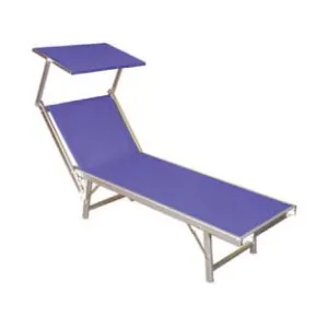 LETTINO ALLUMINIO PIEGH. PESANTE CON PARASOLE TESSUTO TEXILENE BLU