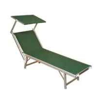 LETTINO ALLUMINIO PIEGH. PESANTE CON PARASOLE TESSUTO TEXILENE VERDE