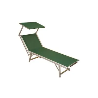 LETTINO ALLUMINIO PIEGH. PESANTE CON PARASOLE TESSUTO TEXILENE VERDE