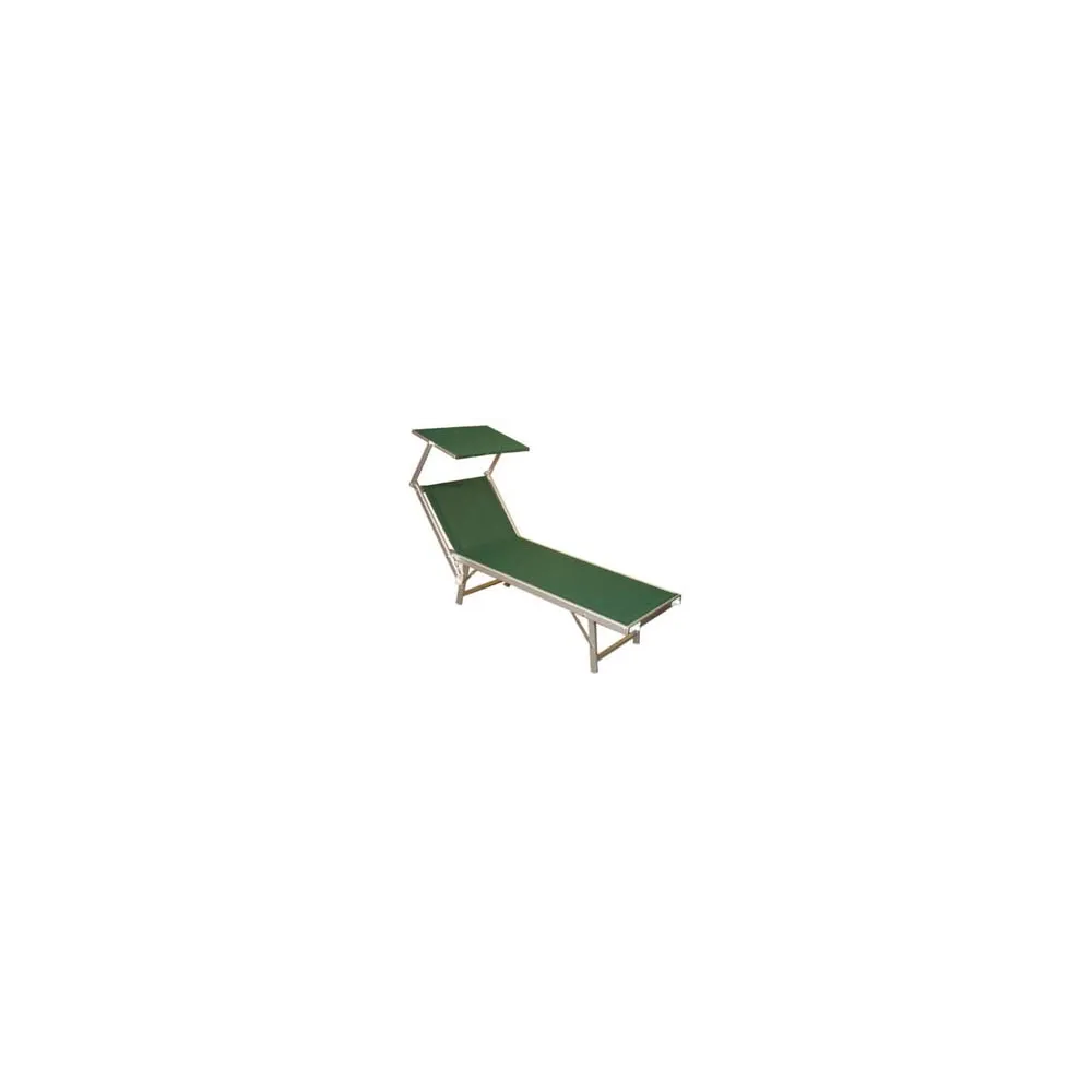 LETTINO ALLUMINIO PIEGH. PESANTE CON PARASOLE TESSUTO TEXILENE VERDE