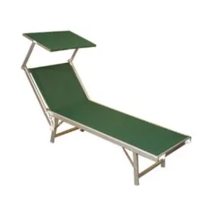 LETTINO ALLUMINIO PIEGH. PESANTE CON PARASOLE TESSUTO TEXILENE VERDE