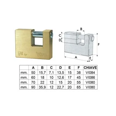 LUCCHETTO RETTANGOLARE IN OTTONE "FAI BY VIRO"