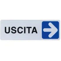 TARGHETTA ADESIVA "USCITA" (FRECCIA A DESTRA)