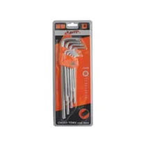 CHIAVI MASCHIO TORX CON FORO TIPO LUNGO CROMO VANADIO SERIE 9 PEZZI