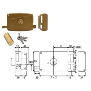 SERRATURA APPLICARE PER PORTE IN LEGNO DOPPIO CIL.FISSO SCR.+CAT. 310A