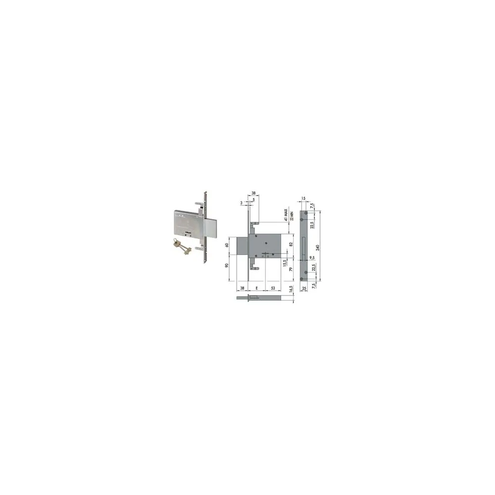 SERRATURA TRIPLICE DA INFILARE DOPPIA MAPPA 57016