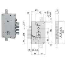 SERRATURA TRIPLICE APPLICARE SCROCCO CILINDRO EUROPEO BLINDATE 56515