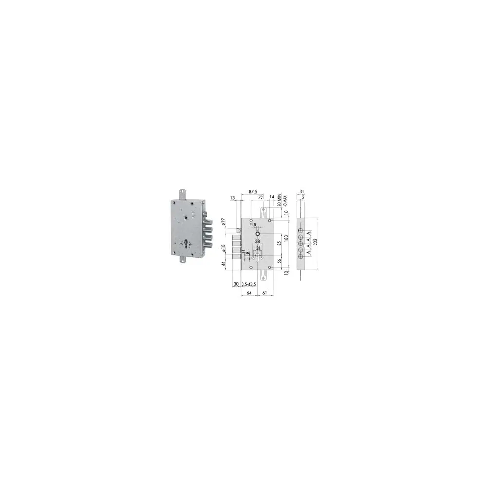 SERRATURA TRIPLICE APPLICARE SCROCCO CILINDRO EUROPEO BLINDATE 56515