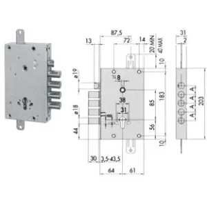 SERRATURA TRIPLICE APPLICARE SCROCCO CILINDRO EUROPEO BLINDATE 56515