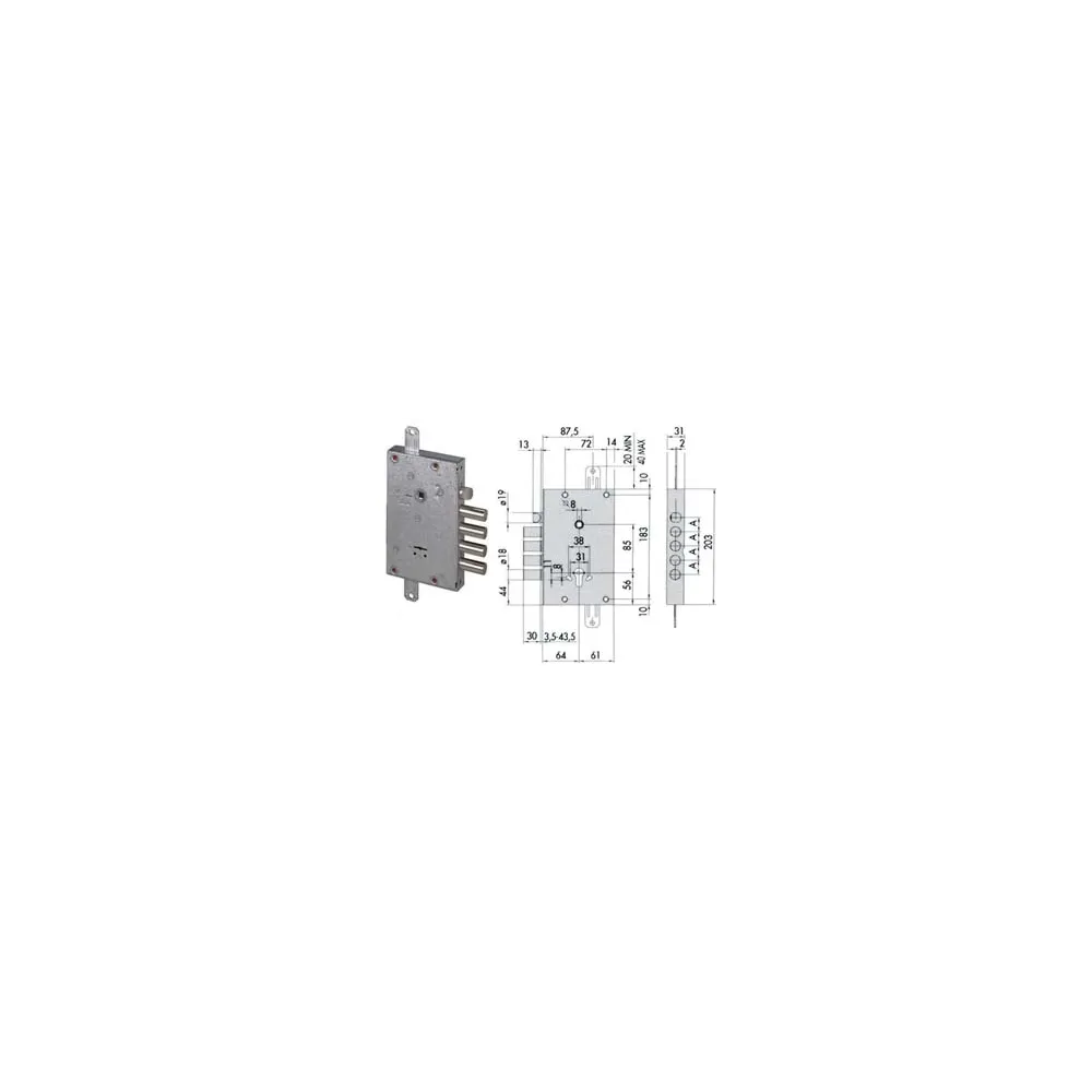SERRATURA TRIPLICE APPLICARE CON SCROCCO DOPPIA MAPPA BLINDATE 57515