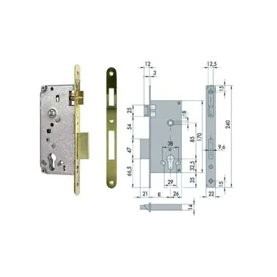 SERRATURA DA INFILARE PER PORTE IN LEGNO LOGO BORDO TONDO 5C631