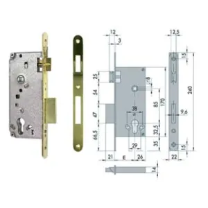 SERRATURA DA INFILARE PER PORTE IN LEGNO LOGO BORDO TONDO 5C631