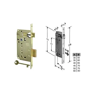 SERRATURA A BUSSOLA PATENT DA INFILARE BORDO QUADRO OTTONATO
