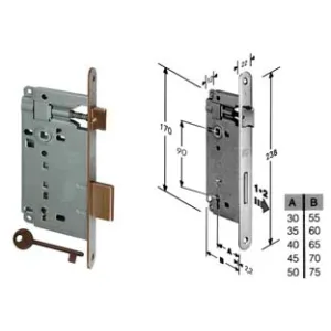 SERRATURA A BUSSOLA PATENT DA INFILARE BORDO TONDO BRONZATO