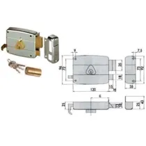 SERRATURA APPLICARE CATENACCIO E SCROCCO DOPPIO CILINDRO FISSO 50421