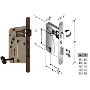 SERRATURA A BUSSOLA PATENT RIDOTTA DA INFILARE BORDO TONDO BRONZATO