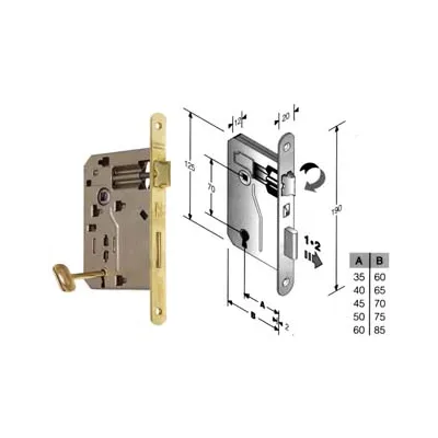 SERRATURA A BUSSOLA PATENT RIDOTTA DA INFILARE BORDO TONDO OTTONATO