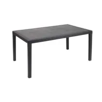 TAVOLO IN PE RATTAN "PRINCE" ANTRACITE CM.90X150X72H.