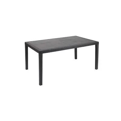 TAVOLO IN PE RATTAN "PRINCE" ANTRACITE CM.90X150X72H.