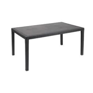 TAVOLO IN PE RATTAN "PRINCE" ANTRACITE CM.90X150X72H.